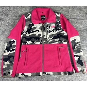 The North Face Womens Medium Pink‎ Camo Denali Fleece Polartec Full Zip Jacket